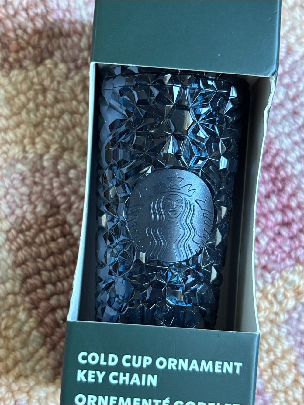 Starbucks Navy Midnight Black Gemstone Cold Cup Ornament Key Chain NWT sparkle